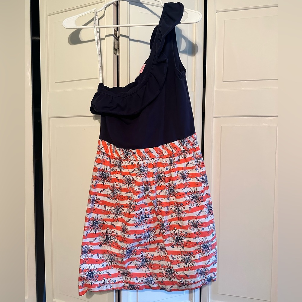 ❌sold❌🌟HTF🌟Lilly Pulitzer Dionne Dress Shes a Firecracker 🧨 4th of July Dress